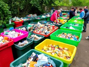 Centrul de reciclare plin de culoare și activitate.