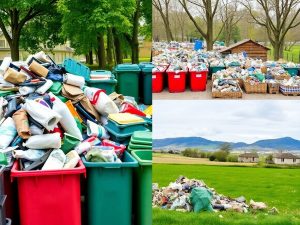 Contrastul reciclării între oraș și sat.