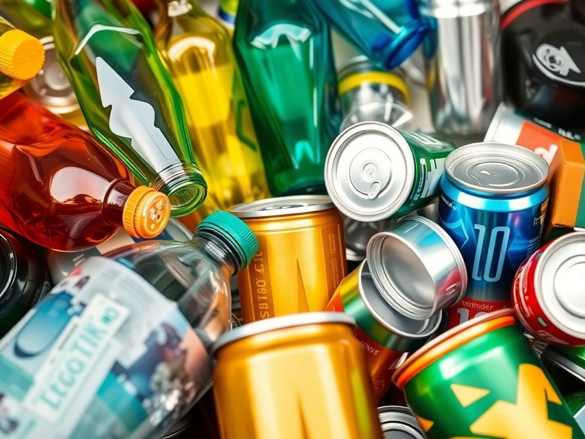 Materiale reciclate se transformă în produse noi.